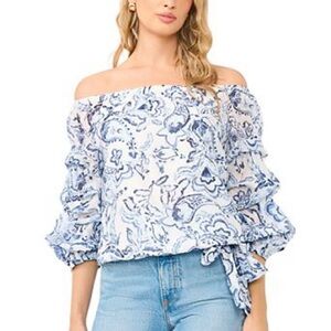 CeCe Bubble Sleeve Off-the-Shoulder Blouse